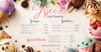 สีขาว Ice Cream Menu Imagen Compartida en Facebook Template