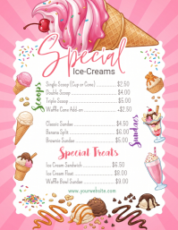 White Ice Cream Menu Flyer Template