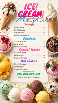 白色 Ice Cream Menu Instagram na Kuwento Template
