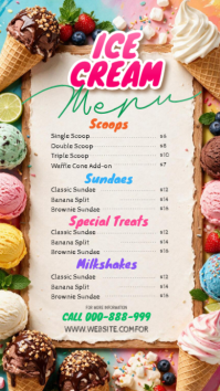 Bianco Ice Cream Menu เรื่องราวบน Instagram Template