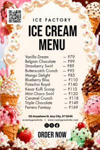 White Joyful Ice Cream Menu Poster Affiche template