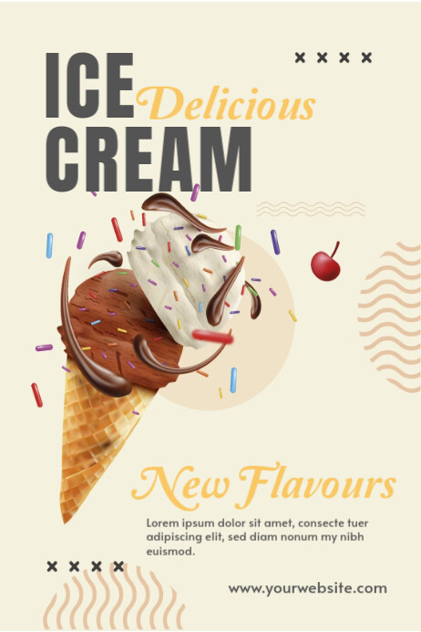 White Joyful Ice Cream Poster Cartaz template