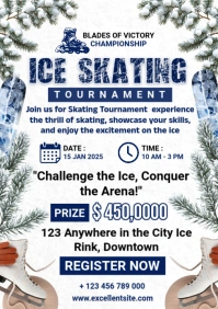 White Joyful Ice Skating Tournament A4 template