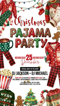 White Joyful Illustrative Christmas Pajama Party Instagram Story Instagram Story template