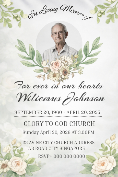Copy of White Joyful In Loving Memory Poster | PosterMyWall