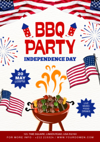 White Joyful Independence Day BBQ Party A4 template