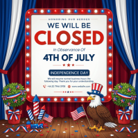White Joyful Independence Day Closure Announcement Instagram Post Instagram-Beitrag template