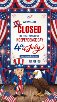 White Joyful Independence Day Closure Announcement Instagram Story template