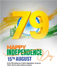 White Joyful Independence Day India Instagram Portrait template