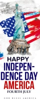 White Joyful Independence Roll Up Banner 2' × template