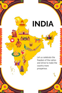 White Joyful India Freedom Day  Poster template