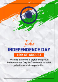White Joyful India Independence Day  A4 template