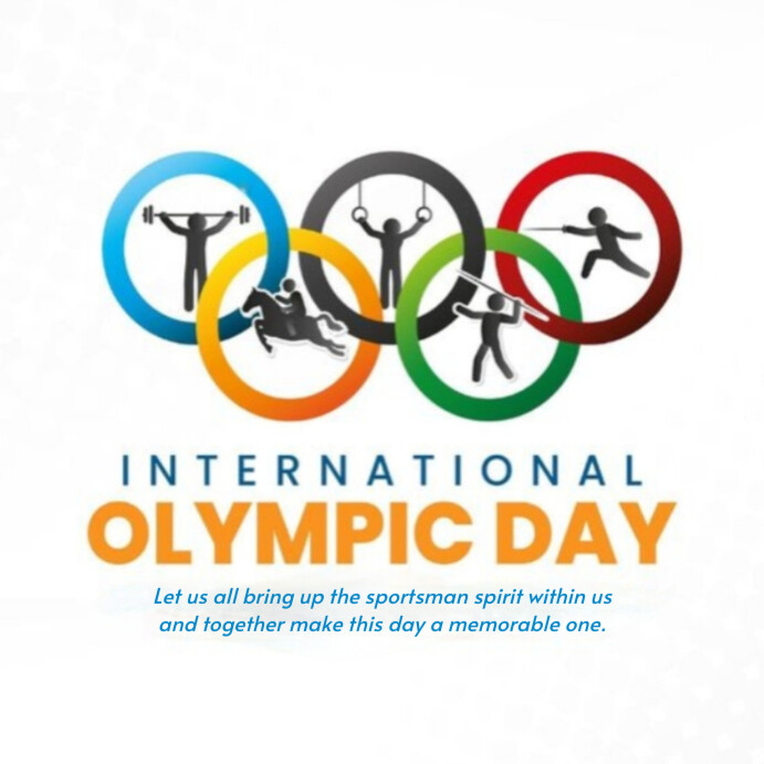 White Joyful International Olympic Day Poster – Celebrate Sportsmanship & Unity Instagram Post template