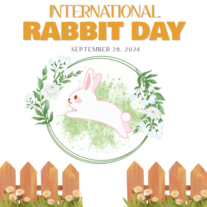 Plantilla de White Joyful International Rabbit Day Instagram Post ...