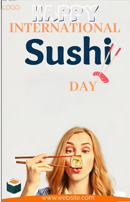 White Joyful International Sushi Day Tabloid template