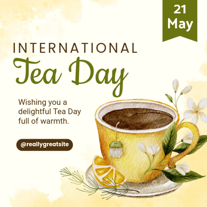 White Joyful International Tea Day Instagram Post template
