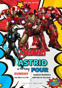 White Joyful Iron Man Birthday A4 Template | PosterMyWall