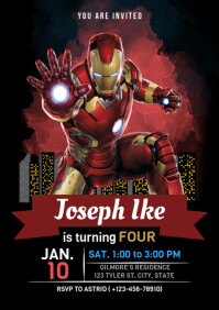 White Joyful Iron Man Birthday A4 Template | PosterMyWall