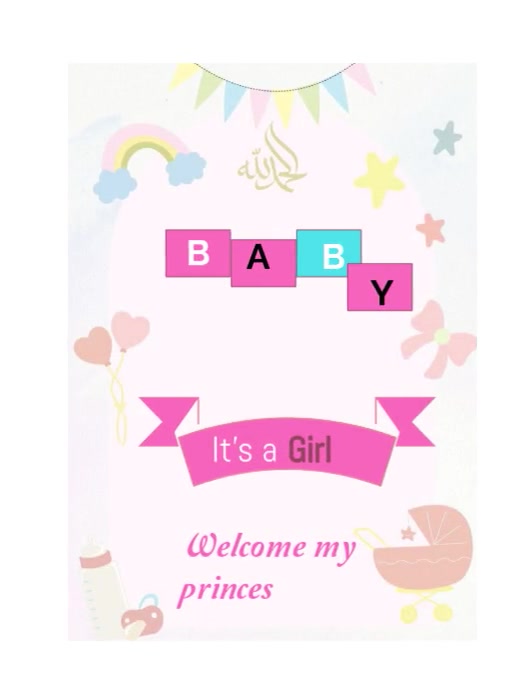 White Joyful It's A Baby Girl Flyer (us Letter) template