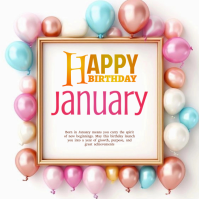 White Joyful January Birthday Card  Logo Ilogo template