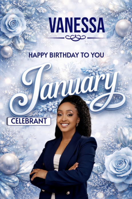 Copy of White Joyful January Birthday Celebrant Premium Poster Template ...