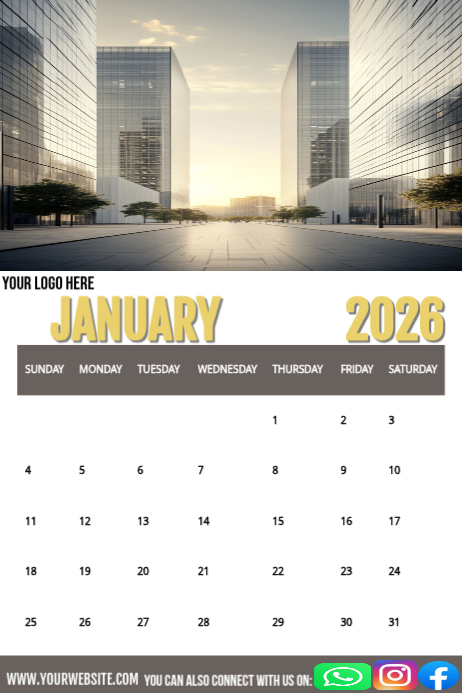 White Joyful January Calender Printable Poster Template | PosterMyWall