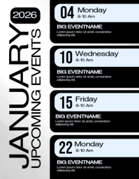 White Joyful January Upcoming Events  Flyer (us Letter) template