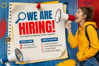 White Job Recruitment Póster Template