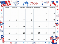White Joyful July 2026 Calendar Presentation Présentation template
