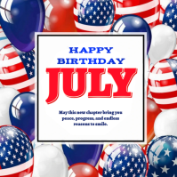 White Joyful July Birthday Celebration Logo Логотип template