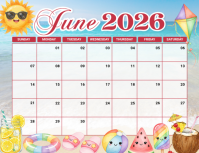 White Joyful June 2026 Calendar Flyer template