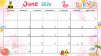 White Joyful June 2026 Calendar Presentation Presentasi (16:9) template