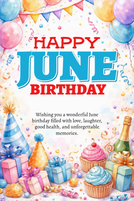 Plantilla de June Birthday Celebration | PosterMyWall
