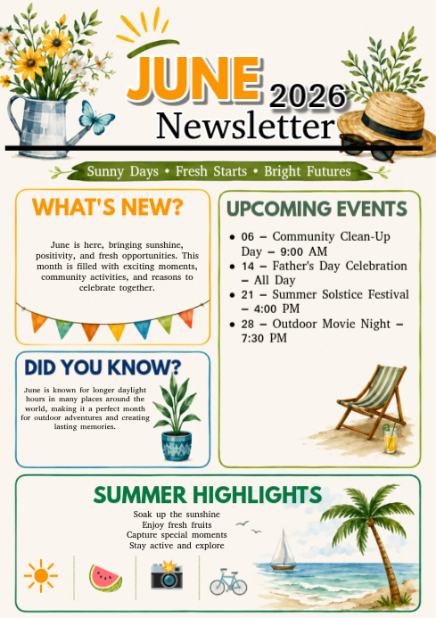 White June Newsletter A3 Template | PosterMyWall