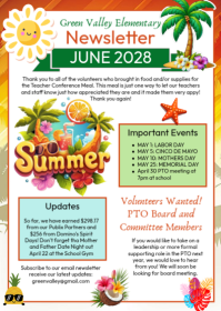 White Joyful june pto School Newsletter A6 template