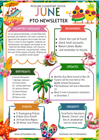 White Joyful JUNE School Newsletter A4 template