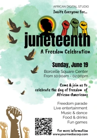 White Joyful Juneteenth A4 template