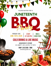White Joyful Juneteenth BBQ Party Flyer Pamflet (VSA Brief) template