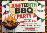 White Joyful Juneteenth BBQ Party Postcard Video Briefkaart template