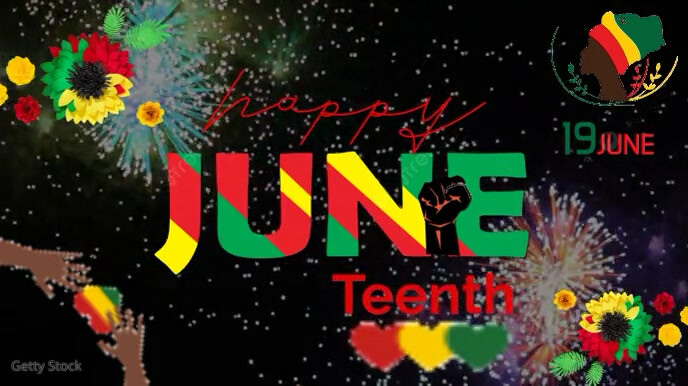 White Joyful Juneteenth  Digital Display (16: งานแสดงผลงานแบบดิจิทัล (16:9) template