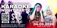 White Karaoke Night Party Eventbrite Banner Template
