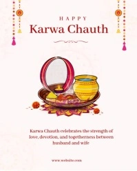 White Joyful Karwa Chauth  Instagram Portrait template