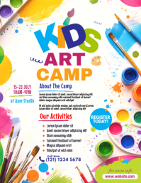 White Kids Art Camp Volantino Template