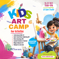 Biały Kids Art Camp Instagram 帖子 Template
