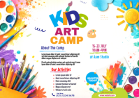 Biały Kids Art Camp Postal Template