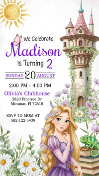 Rapunzel Birthday Invitation Template История на Instagram
