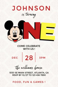 White Joyful Kids Birthday Invite Poster template