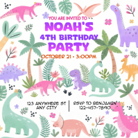 White Joyful Kids Birthday Party Square (1:1) template