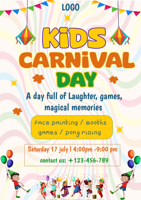 White Joyful Kids Carnival Day Tabloid A1 template