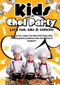White Kids Chef Party A2 Template